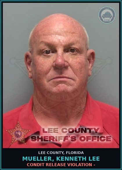 CCW arrest card for MUELLER, KENNETH LEE in Lee County: CONDIT RELEASE VIOLATION -