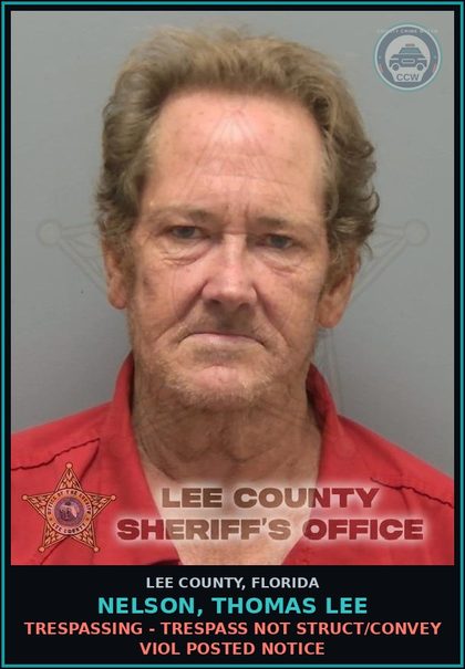 CCW arrest card for NELSON, THOMAS LEE in Lee County: TRESPASSING - TRESPASS NOT STRUCT/CONVEY VIOL POSTED NOTICE
