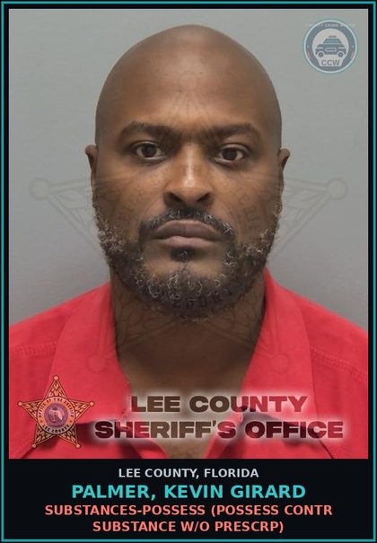 CCW arrest card for PALMER, KEVIN GIRARD in Lee County: DRUGS-POSSESS  (POSSESS contr substance W/O PRESCRIPTION)