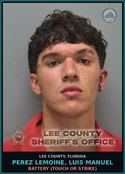 CCW arrest card for PEREZ LEMOINE, LUIS MANUEL in Lee County: BATTERY  (TOUCH OR STRIKE)