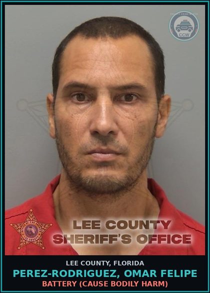 CCW arrest card for PEREZ-RODRIGUEZ, OMAR FELIPE in Lee County: BATTERY  (CAUSE BODILY HARM)