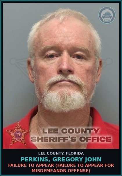 CCW arrest card for PERKINS, GREGORY JOHN in Lee County: MOVING TRAFFIC VIOL  (DRIVE W/ DL EXPIRED MORE THAN 6 MONTHS)