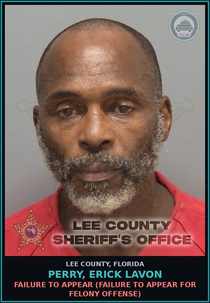 CCW arrest card for PERRY, ERICK LAVON in Lee County: FAILURE TO APPEAR  (FAILURE TO APPEAR FOR FELONY OFFENSE)