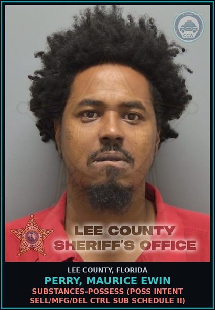 CCW arrest card for PERRY, MAURICE EWIN in Lee County: DRUGS-DELIV/DISTR  (DELIVER contr substance SCHEDULE I)