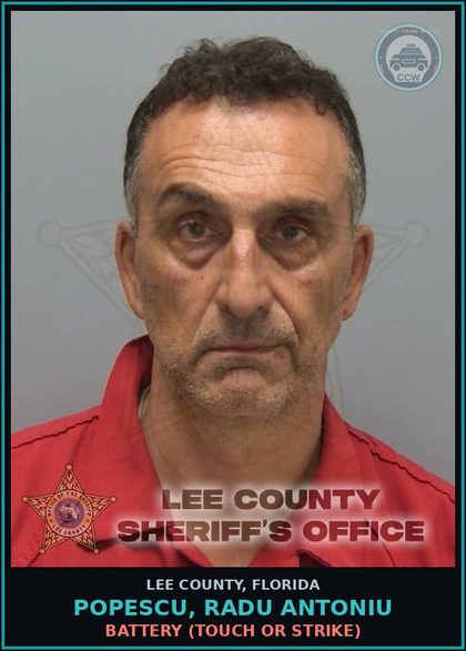 CCW arrest card for POPESCU, RADU ANTONIU in Lee County: BATTERY  (TOUCH OR STRIKE)