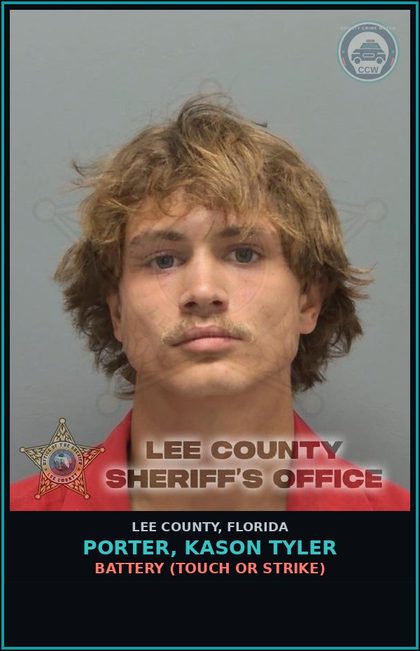 CCW arrest card for PORTER, KASON TYLER in Lee County, Florida: BATTERY  (TOUCH OR STRIKE)
