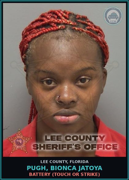 CCW arrest card for PUGH, BIONCA JATOYA in Lee County: BATTERY  (TOUCH OR STRIKE)