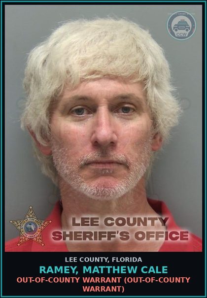 CCW arrest card for RAMEY, MATTHEW CALE in Lee County: OUT-OF-COUNTY WARRANT  (OUT-OF-COUNTY WARRANT)