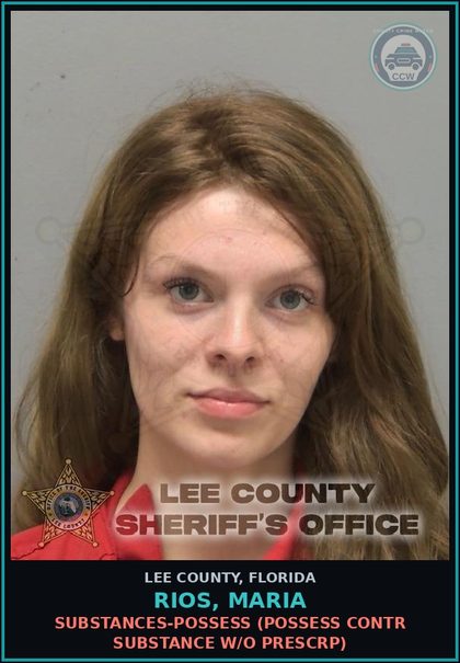 CCW arrest card for RIOS, MARIA in Lee County: DRUGS-POSSESS  (POSSESS contr substance W/O PRESCRIPTION)