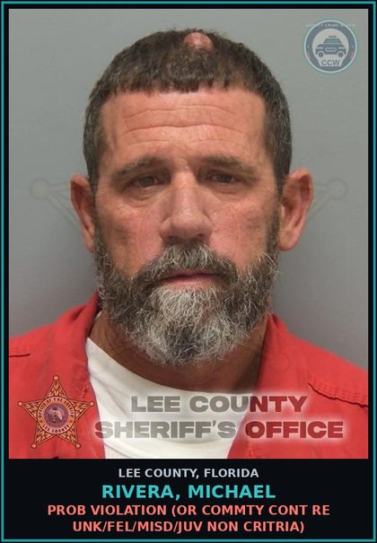 CCW arrest card for RIVERA, MICHAEL in Lee County: PROB VIOLATION  (OR COMMTY CONT RE UNK/FEL/MISD/JUV NON CRITRIA)