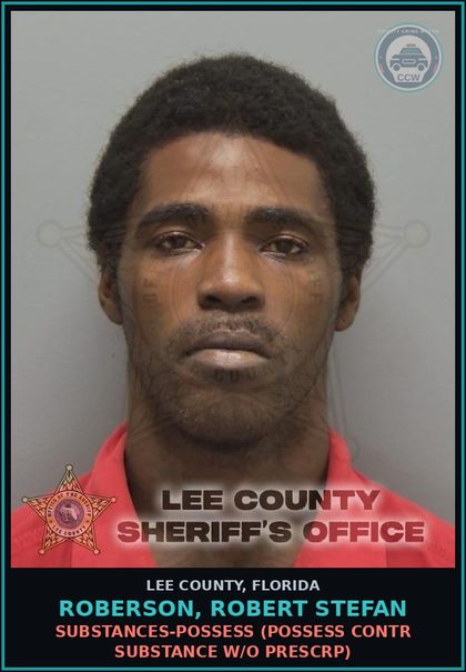 CCW arrest card for ROBERSON, ROBERT STEFAN in Lee County: DRUGS-POSSESS  (POSSESS contr substance W/O PRESCRIPTION)