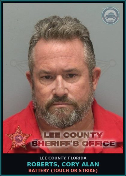 CCW arrest card for ROBERTS, CORY ALAN in Lee County: BATTERY  (TOUCH OR STRIKE)