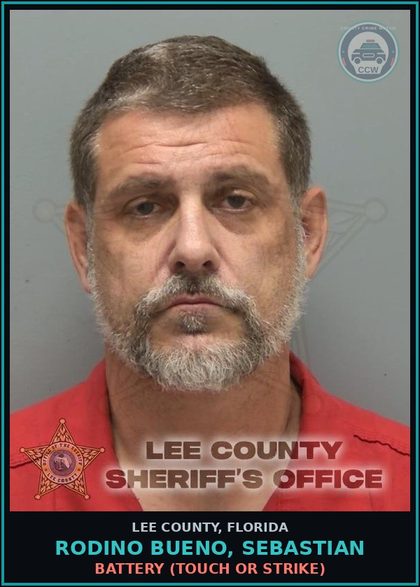 CCW arrest card for RODINO BUENO, SEBASTIAN in Lee County: BATTERY  (TOUCH OR STRIKE)