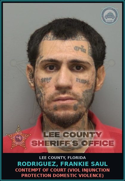 CCW arrest card for RODRIGUEZ, FRANKIE SAUL in Lee County: CONTEMPT OF COURT  (VIOL INJUNCTION PROTECTION DOMESTIC VIOLENCE)