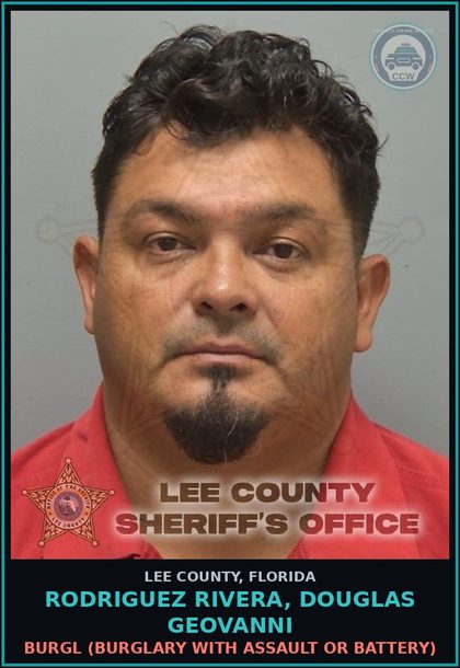 CCW arrest card for RODRIGUEZ RIVERA, DOUGLAS GEOVANNI in Lee County: DAMAGE PROP-CRIM MISCH  (CRIMINAL MISCHEIF DAMAGE PROPERTY <$200)