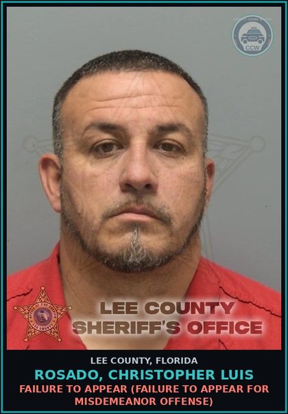 CCW arrest card for ROSADO, CHRISTOPHER LUIS in Lee County: FAILURE TO APPEAR  (FAILURE TO APPEAR FOR MISDEMEANOR OFFENSE)