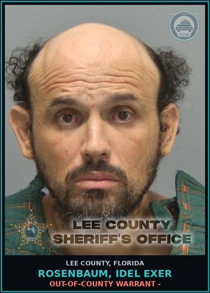 CCW arrest card for ROSENBAUM, IDEL EXER in Lee County: OUT-OF-COUNTY WARRANT -