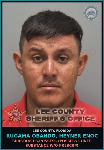 CCW arrest card for RUGAMA OBANDO, HEYNER ENOC in Lee County: DRUGS-POSSESS  (POSSESS contr substance W/O PRESCRIPTION)
