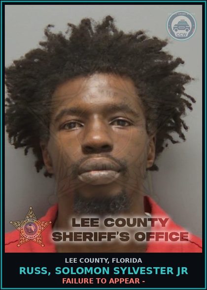 CCW arrest card for RUSS, SOLOMON SYLVESTER JR in Lee County: FAILURE TO APPEAR -
