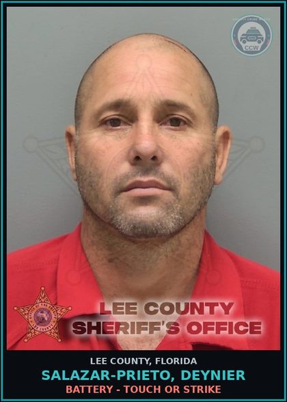 CCW arrest card for SALAZAR-PRIETO, DEYNIER in Lee County: BATTERY - TOUCH OR STRIKE