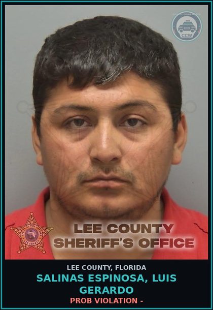 CCW arrest card for SALINAS ESPINOSA, LUIS GERARDO in Lee County: PROB VIOLATION -