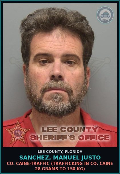 CCW arrest card for SANCHEZ, MANUEL JUSTO in Lee County: DRUGS-SELL  (SELL contr substance SCHEDULE II)