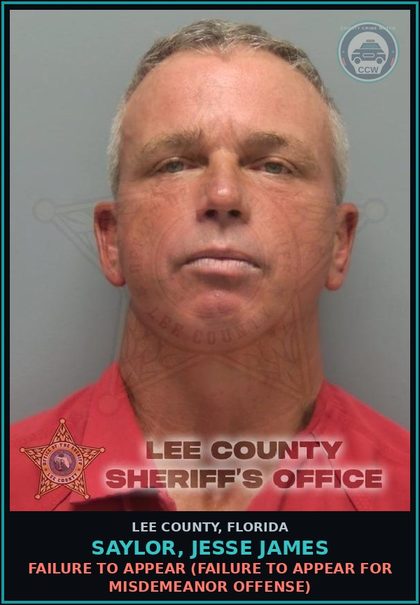 CCW arrest card for SAYLOR, JESSE JAMES in Lee County: FAILURE TO APPEAR  (FAILURE TO APPEAR FOR MISDEMEANOR OFFENSE)