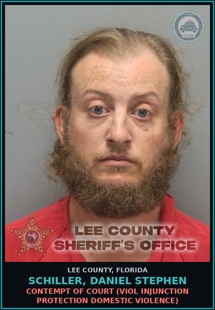CCW arrest card for SCHILLER, DANIEL STEPHEN in Lee County: CONTEMPT OF COURT  (VIOL INJUNCTION PROTECTION DOMESTIC VIOLENCE)