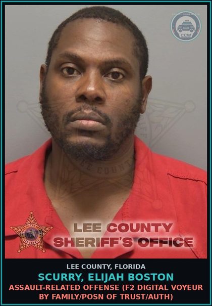 CCW arrest card for SCURRY, ELIJAH BOSTON in Lee County: s3x OFFENSE  (F2 DIGITAL VOYEUR BY FAMILY/POSN OF TRUST/AUTH)