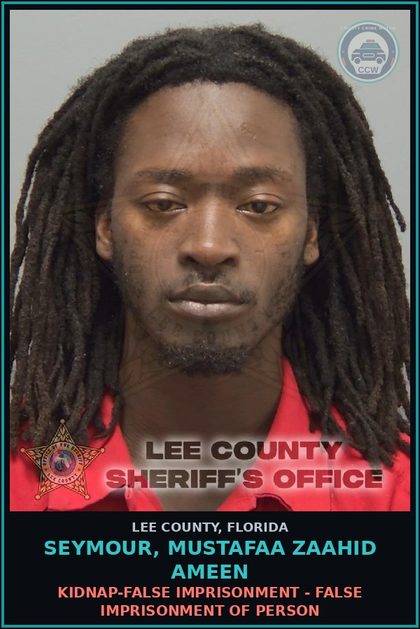 CCW arrest card for SEYMOUR, MUSTAFAA ZAAHID AMEEN in Lee County: KIDNAP-FALSE IMPRISONMENT - FALSE IMPRISONMENT OF PERSON