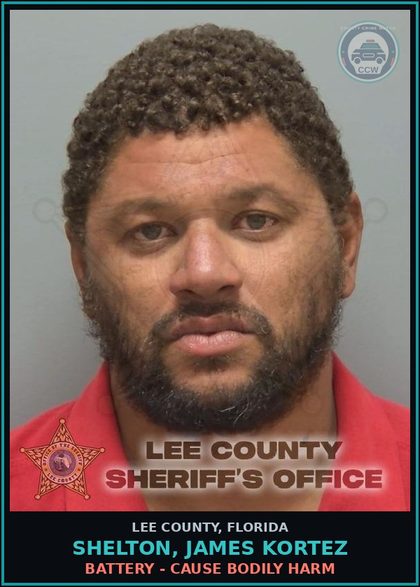 CCW arrest card for SHELTON, JAMES KORTEZ in Lee County: BATTERY - CAUSE BODILY HARM