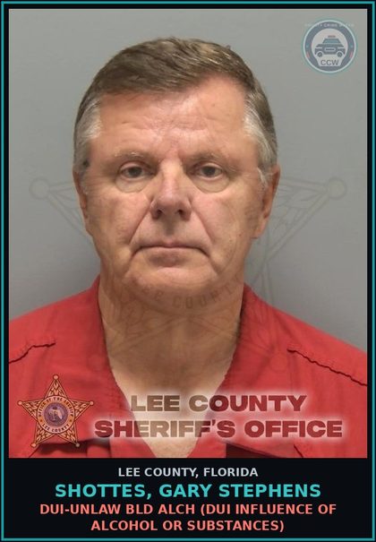 CCW arrest card for SHOTTES, GARY STEPHENS in Lee County: DUI-UNLAW BLD ALCH  (DUI INFLUENCE OF ALCOHOL OR DRUGS)