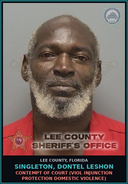 CCW arrest card for SINGLETON, DONTEL LESHON in Lee County: CONTEMPT OF COURT  (VIOL INJUNCTION PROTECTION DOMESTIC VIOLENCE)