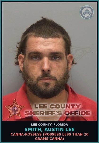 CCW arrest card for SMITH, AUSTIN LEE in Lee County: Canna-POSSESS  (POSSESS LESS THAN 20 GRAMS Canna)