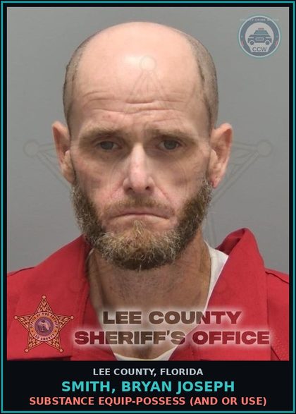 CCW arrest card for SMITH, BRYAN JOSEPH in Lee County: DRUG EQUIP-POSSESS  (AND OR USE)