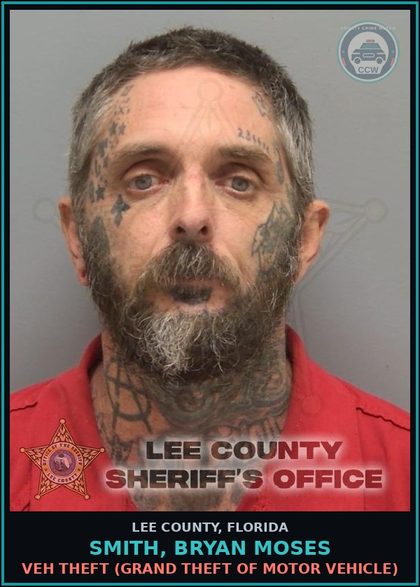 CCW arrest card for SMITH, BRYAN MOSES in Lee County: VEH THEFT  (GRAND THEFT OF MOTOR VEHICLE)