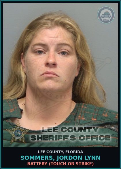 CCW arrest card for SOMMERS, JORDON LYNN in Lee County: BATTERY  (TOUCH OR STRIKE)