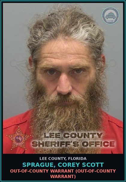 CCW arrest card for SPRAGUE, COREY SCOTT in Lee County: OUT-OF-COUNTY WARRANT  (OUT-OF-COUNTY WARRANT)