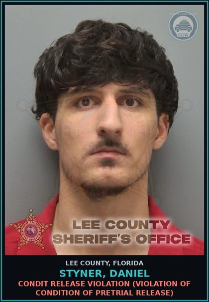 CCW arrest card for STYNER, DANIEL in Lee County: CONDIT RELEASE VIOLATION  (VIOLATION OF CONDITION OF PRETRIAL RELEASE)