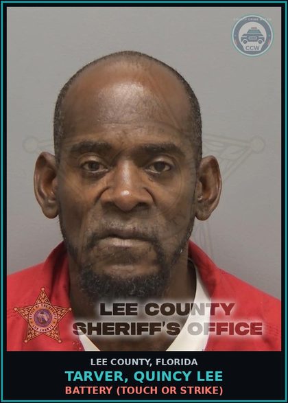 CCW arrest card for TARVER, QUINCY LEE in Lee County: BATTERY  (TOUCH OR STRIKE)