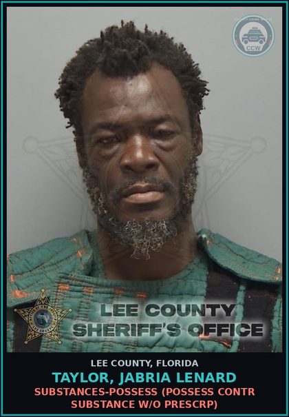 CCW arrest card for TAYLOR, JABRIA LENARD in Lee County: DRUGS-POSSESS  (POSSESS contr substance W/O PRESCRIPTION)