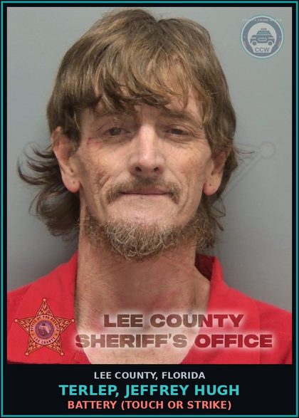 CCW arrest card for TERLEP, JEFFREY HUGH in Lee County: BATTERY  (TOUCH OR STRIKE)