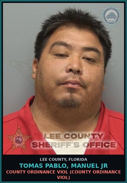 CCW arrest card for TOMAS PABLO, MANUEL JR in Lee County: COUNTY ORDINANCE VIOL  (COUNTY ORDINANCE VIOL)
