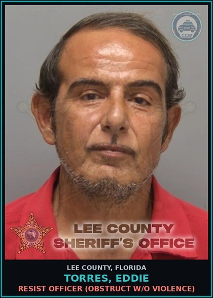 CCW arrest card for TORRES, EDDIE in Lee County: RESIST OFFICER  (OBSTRUCT W/O VIOLENCE)
