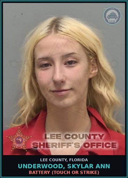CCW arrest card for UNDERWOOD, SKYLAR ANN in Lee County: BATTERY  (TOUCH OR STRIKE)