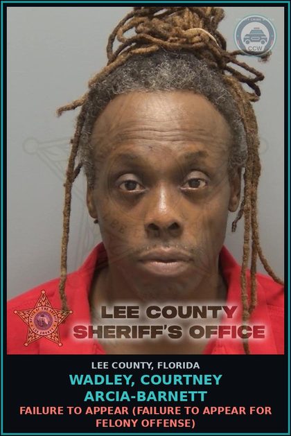 CCW arrest card for WADLEY, COURTNEY ARCIA-BARNETT in Lee County: FAILURE TO APPEAR  (FAILURE TO APPEAR FOR FELONY OFFENSE)