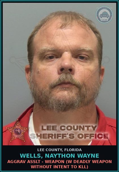 CCW arrest card for WELLS, NAYTHON WAYNE in Lee County: AGGRAV ASSLT - WEAPON  (W DEADLY WEAPON WITHOUT INTENT TO KILL)