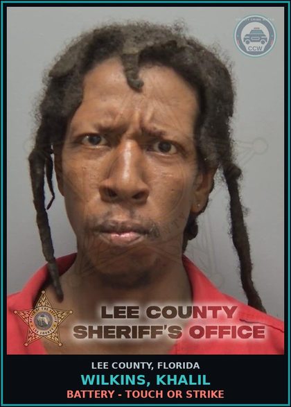 CCW arrest card for WILKINS, KHALIL in Lee County: BATTERY - TOUCH OR STRIKE