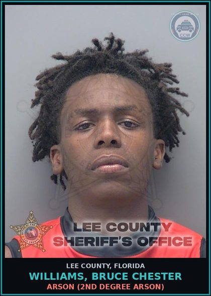 CCW arrest card for WILLIAMS, BRUCE CHESTER in Lee County: WEAPON OFFENSE  (MISSILE INTO DWELLING VEH BUILDING OR AIRCRAFT)