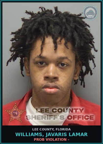 CCW arrest card for WILLIAMS, JAVARIS LAMAR in Lee County: PROB VIOLATION -